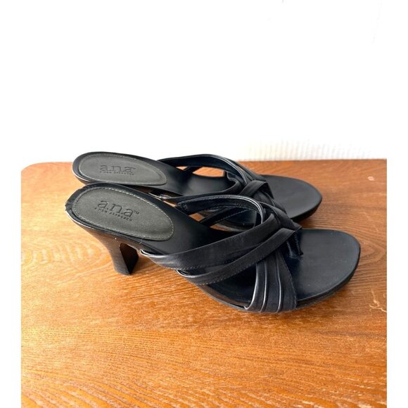 A.N.A. Women’s Slip On Strappy Sandal Heels Black Size 8M Sku 0300 / 2771 - Picture 3 of 14
